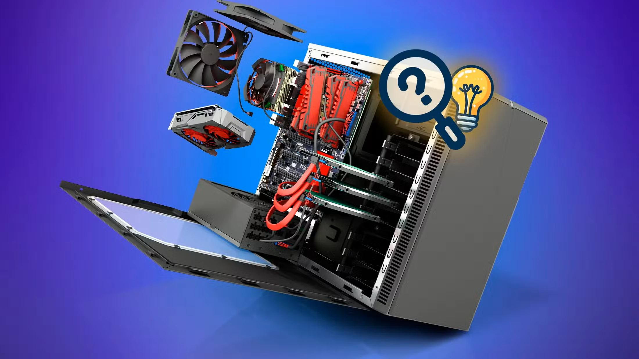 یک عدد کیس کامپیوتر درحال اسمبل شدن