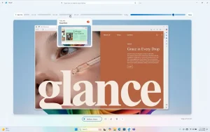 Microsoft-Windows-11-Recal-line-time با عنوان "Glance" در جلو
