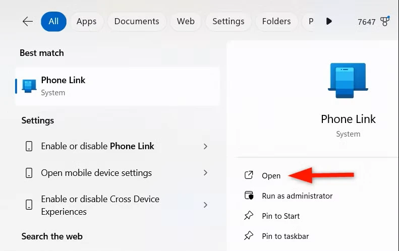 راه اندازی Phone Link در ویندوز 11.