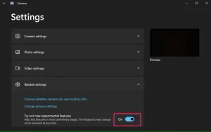دکمه جابجایی در برنامه دوربین