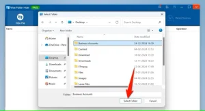 "Select Folder" در پنجره Select Folder برجسته شده است.