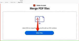 "Select Files" در Adobe Acrobat هایلایت شده است.