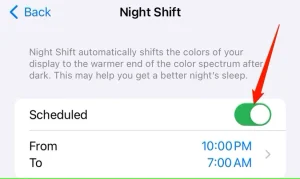 برای غیرفعال کردن شیفت شب، روی کلید "برنامه ریزی" ضربه بزنید.