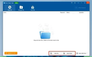 "Hide File" و "Hide Folder" در Wise Folder Hider برجسته شده اند.
