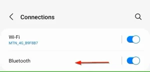 
صفحه تنظیمات اتصالات با گزینه بلوتوث.