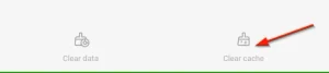 دکمه Clear Cache در صفحه اطلاعات برنامه