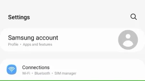 منوی تنظیمات با گزینه Connection