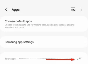 
نماد فیلتر در بالای لیست برنامه