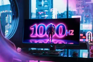 مانیتور بازی با تصویری که "1000Hz" را به عنوان تصویر زمینه نشان می دهد.