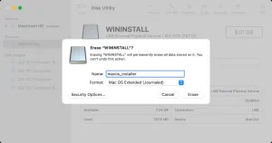 ایجاد USB نصب macOS در Disk Utility.