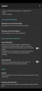 منوی حذف جزیره