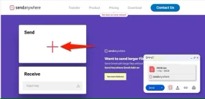 علامت مثبت در Send Anywhere برجسته شده است.