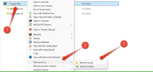 تغییر تنظیمات دسترسی به یک پوشه برای افراد خاص.