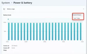 گزینه های "سطح باتری" در تنظیمات برجسته شده است.