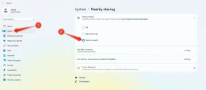 امکان دسترسی به همه از طریق Nearby Sharing.