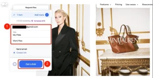 گزینه های دریافت لینک دانلود در WeTransfer برجسته شده است.
