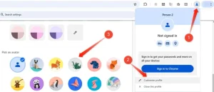 تغییر آواتار نمایه کروم.