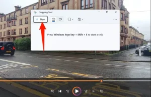 "جدید" در Snipping Tool برجسته شده است.