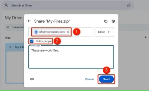 گزینه هایی برای اشتراک گذاری یک فایل با شخص خاصی که در Google Drive برجسته شده است.
