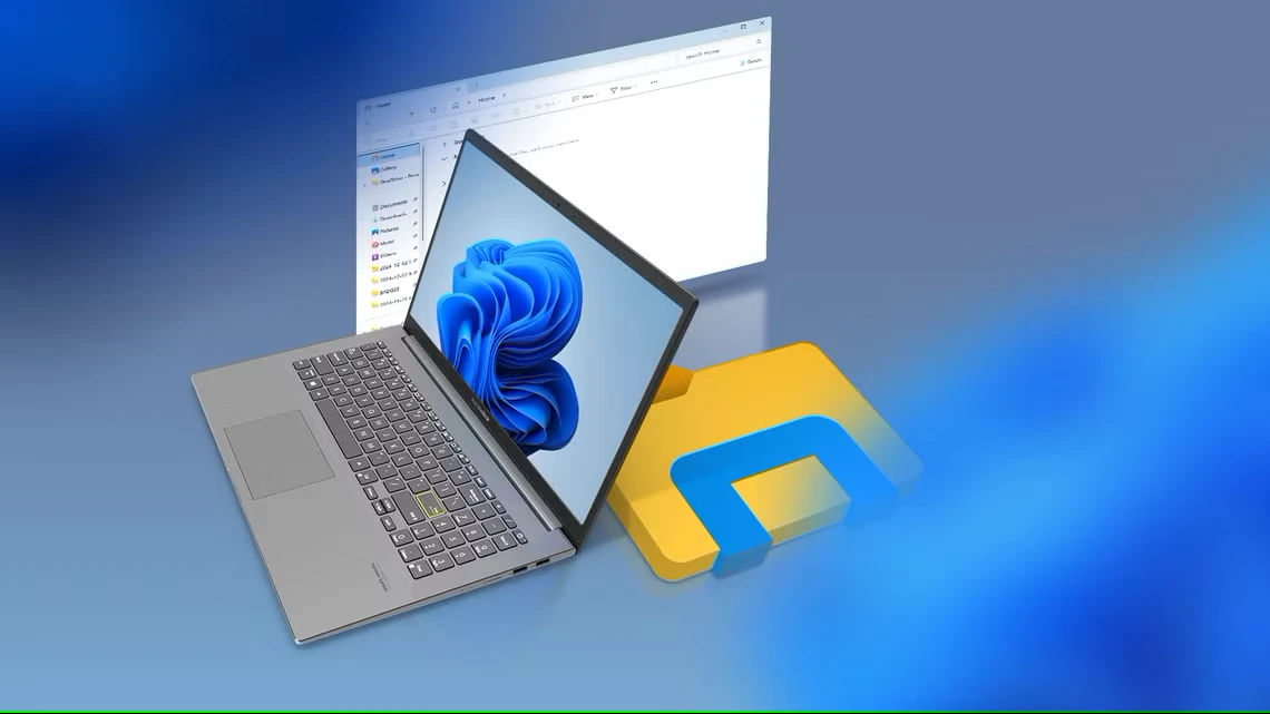 لپ تاپ به همراه ایکون فایل اکسپلولر ویندوز