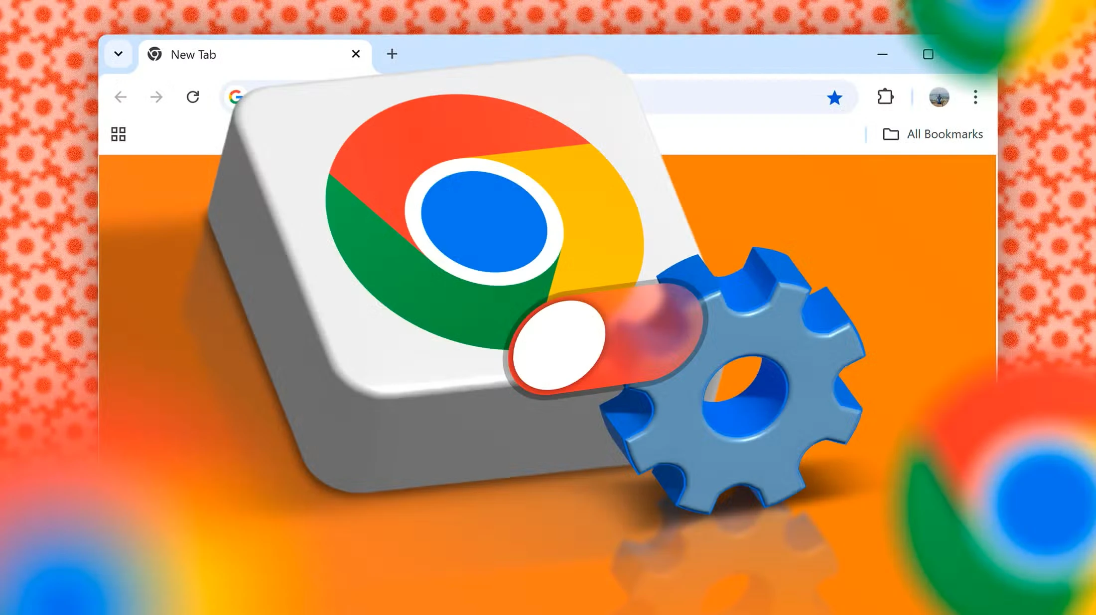 گوگل کروم با علامت تنظیمات