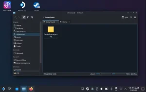 Decky-Framegen در پوشه Downloads در Steam Deck.