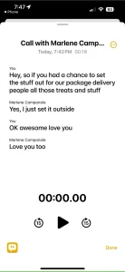 رونوشت ضبط تماس iOS 18 در برنامه Notes.