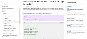 صفحه نصب Microsoft Debian PowerShell با اسکریپت قابل کپی.