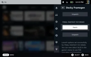 وصله نسخه ی نمایشی FFXVI با Decky Framegen.