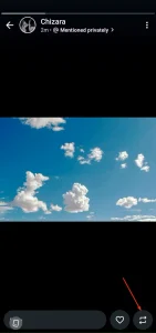 دکمه اشتراک‌گذاری مجدد در وضعیت