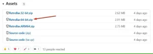 فایل RetroBar.64-bit.zip در GitHub.