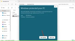 گزینه Run Anyway در ویندوز 11.