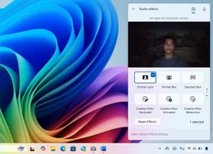 اسکرین شات جلوه های دوربین در ویندوز 11