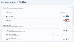 کلید "ابزارک" در تنظیمات برجسته شده است.