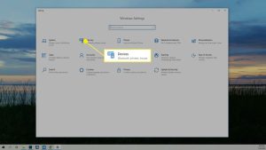 گزینه Devices در تنظیمات ویندوز.