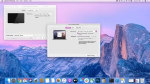 هنگام آینه‌کاری با AirPlay در مک‌بوک، نمایشگر تنظیم می‌شود.