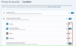 برای برنامههای مختلف که در صفحه «موقعیت مکانی» برجسته شدهاند، تغییر وضعیت میدهد.