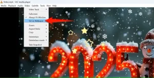 ویدیو > تنظیم به عنوان تصویر زمینه برجسته شده در VLC.