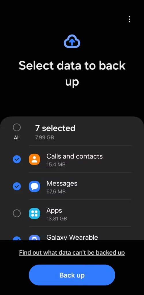 
گزینه‌های پشتیبان‌گیری در گوشی سامسونگ