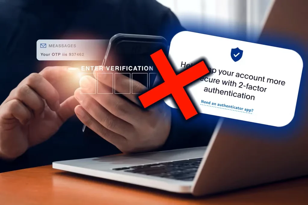 شخصی که پیامک 2FA نادرستی را با علامت تأیید پی‌پال دریافت می‌کند.