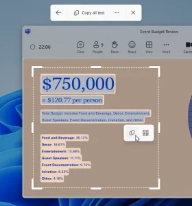 انتخاب متن در ارائه با ابزار Snipping. مایکروسافت