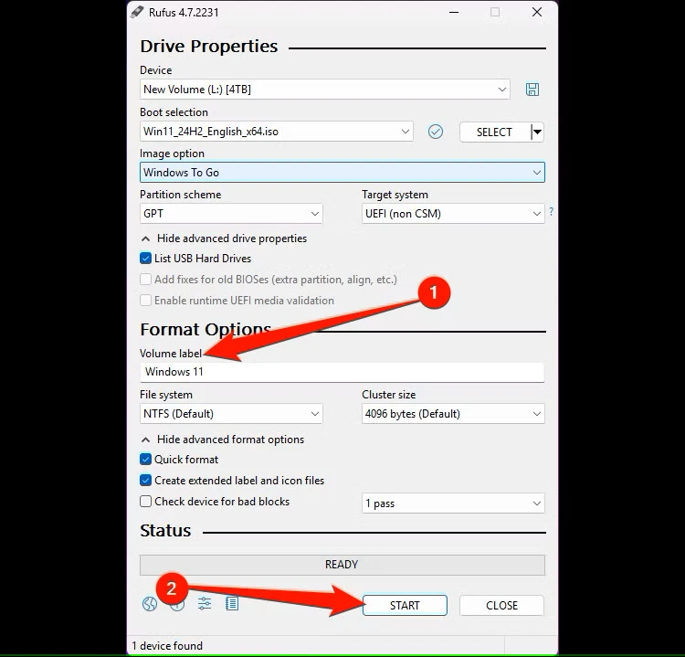 مرحله آخر برای ایجاد Windows Live USB.