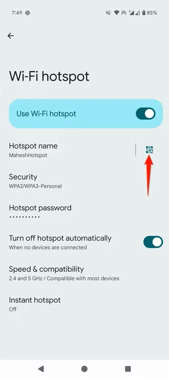 Settings > Network & Internet > Hotspot & Tethering > Wi-Fi Hotspot