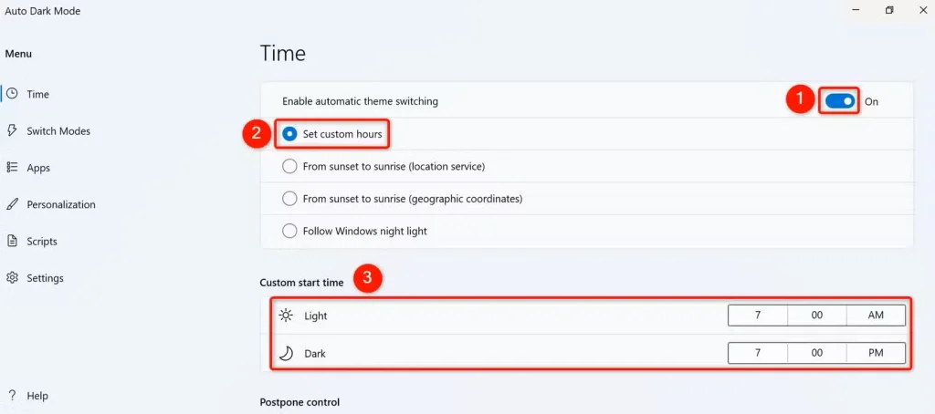 گزینههای مختلف در حالت تاریک خودکار برجسته شدهاند.