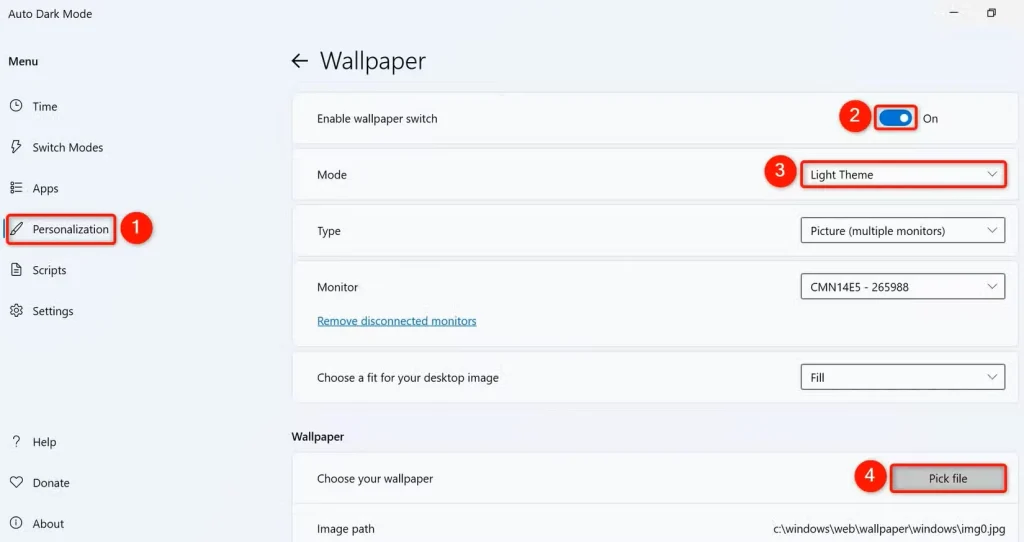 گزینههای مختلف شخصیسازی در حالت تاریک خودکار برجسته شدهاند.