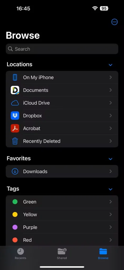 Files برنامه مدیریت فایل ب