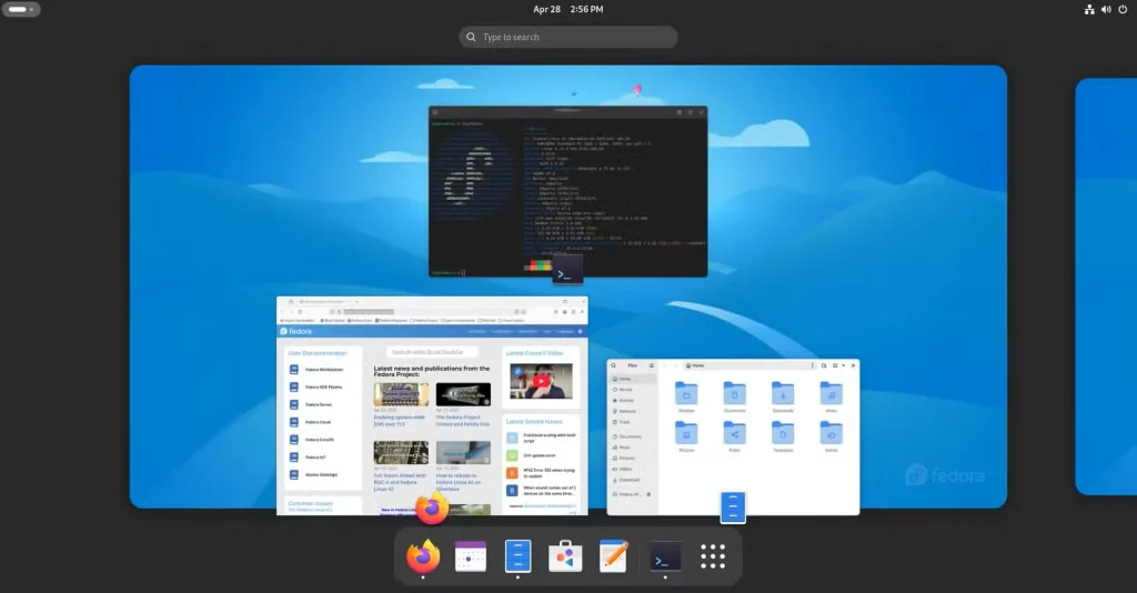 نرم‌افزار گنوم فدورا به‌روزرسانی‌های موجود را نشان می‌دهد