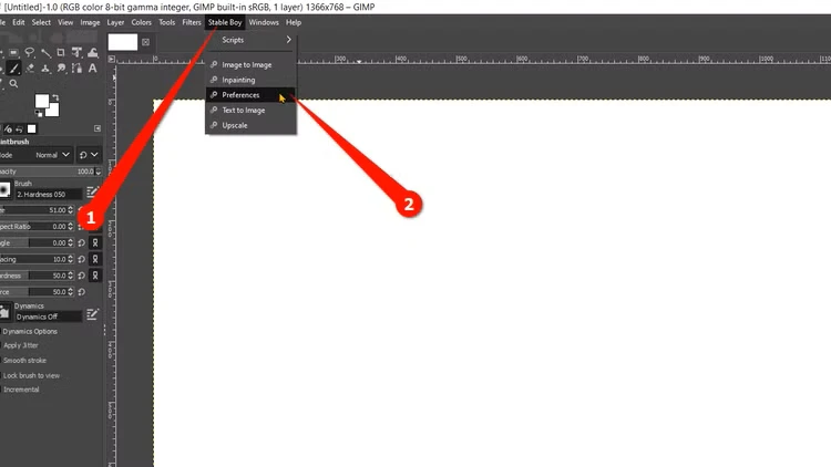 ایجاد "Inpainting Mask" با استفاده از یک لایه جدید در GIMP.