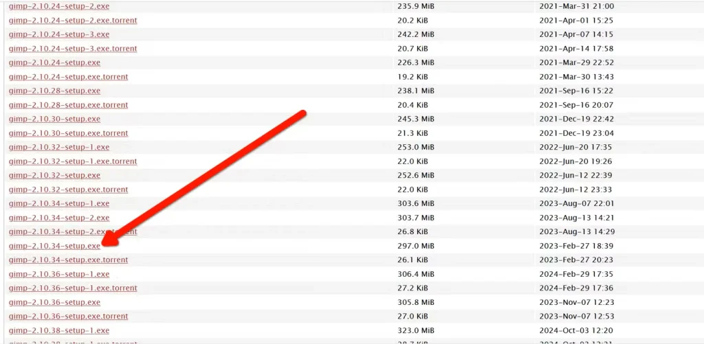 دانلود نصب‌کننده صحیح از آرشیو GIMP.