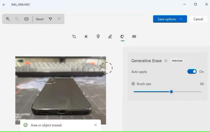 پاککنندهی اشیاء در برنامهی Photos ویندوز ۱۱